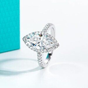 3.472cttw Marquise Cut Moissanite D Color VVS1 925 Silver 3 Rows Vintage Ring